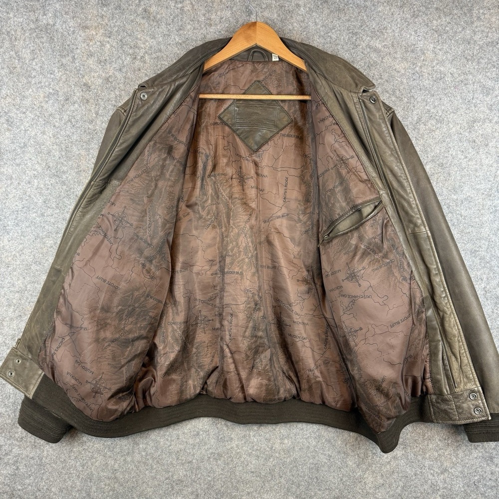 Roundtree And Yorke Leather Jacket Mens XL Tall A2 Flight Bomber Full Zip Brown - Picture 5 of 11